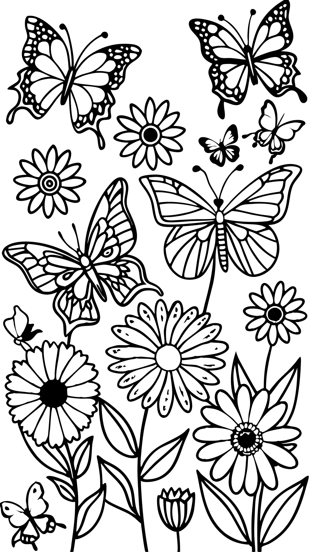 butterfly and flower coloring pages